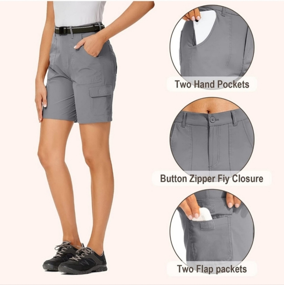 NWOT ❤️ Toomett Long Women's Grey 7 Inch Cargo Shorts